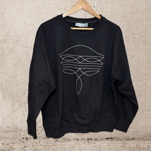 Blue B. Collection Black Crewneck Sweater with Artistic Graphic